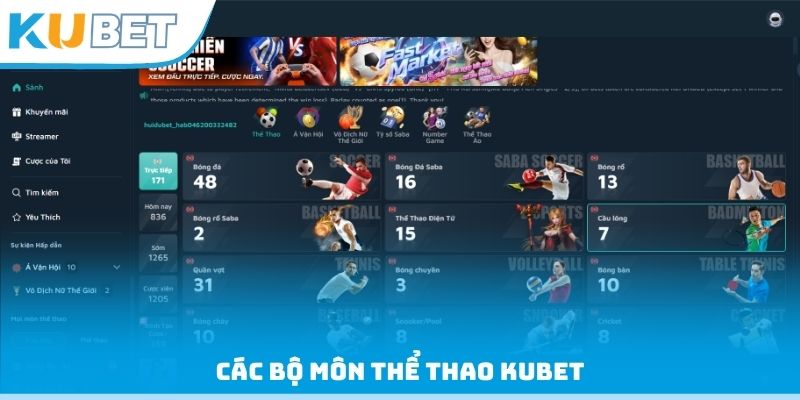 Các bộ môn thể thao Kubet