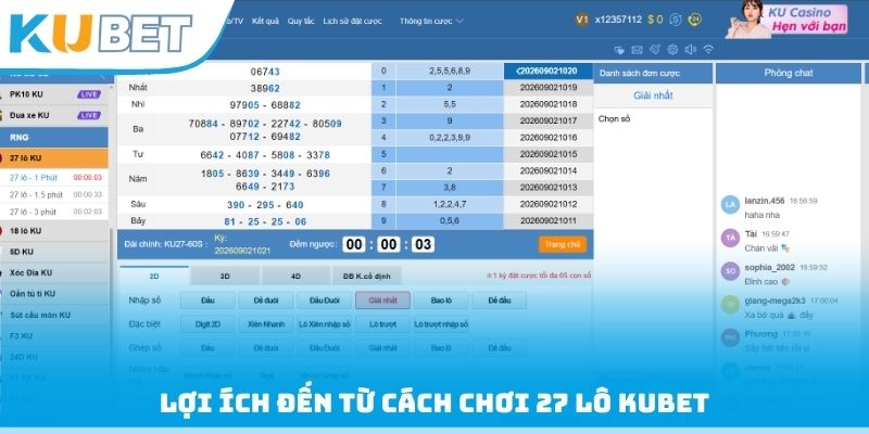 Lợi ích đến từ cách chơi 27 lô Kubet