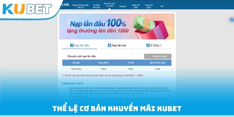 Thể lệ cơ bản khuyến mãi Kubet